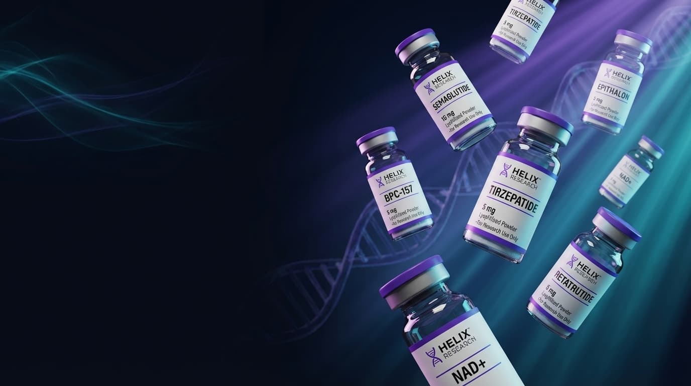 MiPeptidos premium research peptide vials with HPLC-verified purity