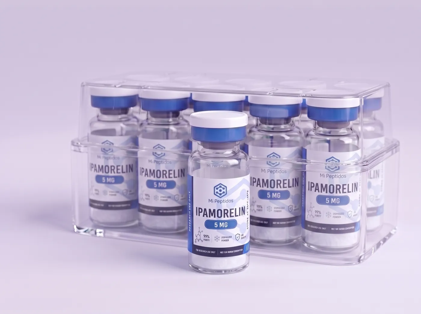Ipamorelin 5 mg, caja de 10 viales
