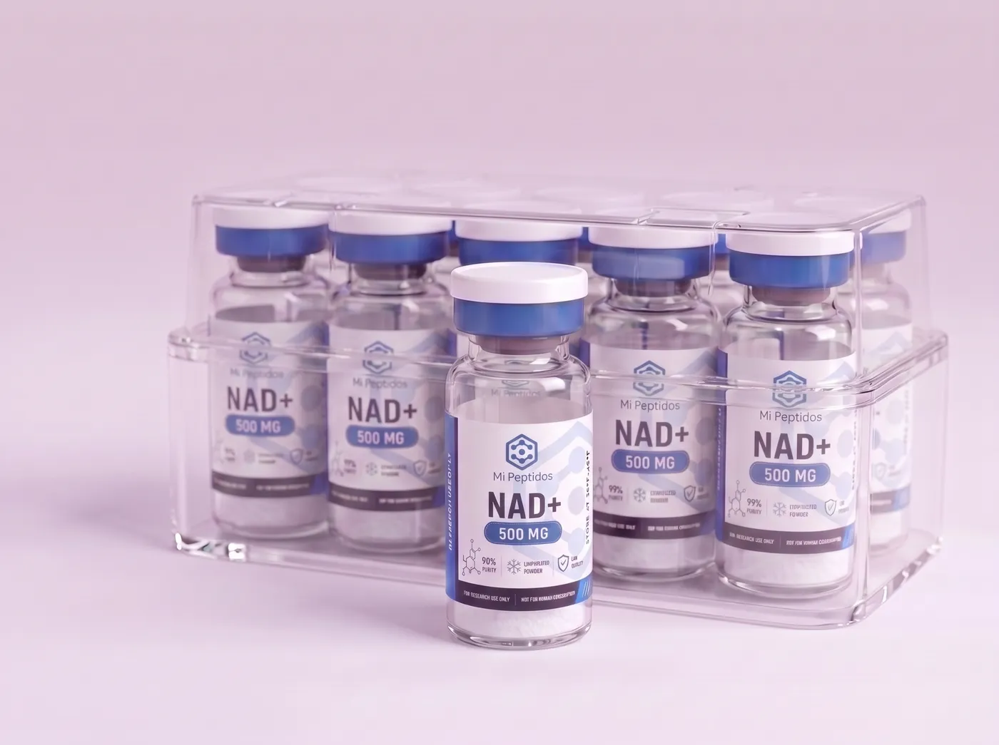 NAD+ 500 mg, caja de 10 viales