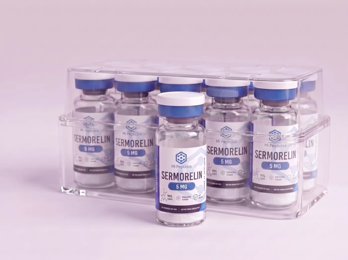 Sermorelin 5 mg, caja de 10 viales